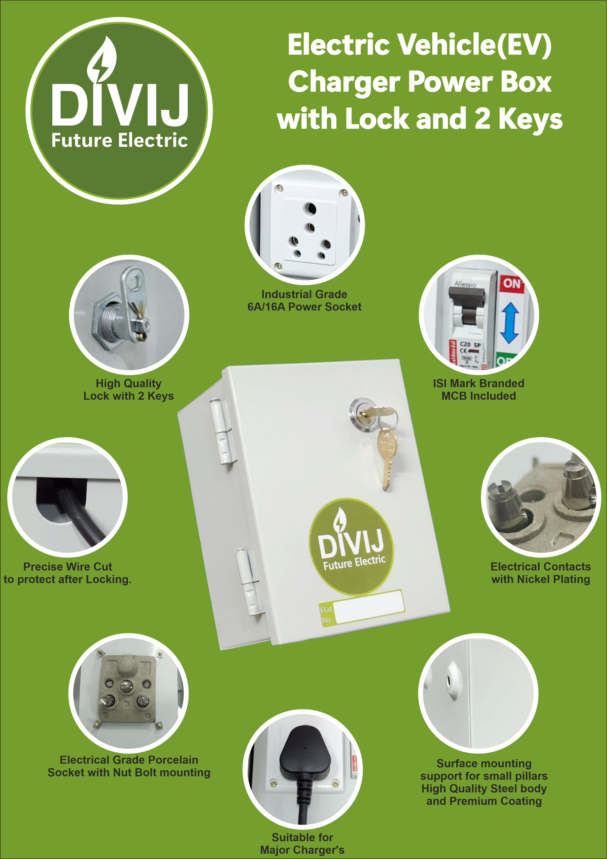 Divij EV Charger Power box with lock